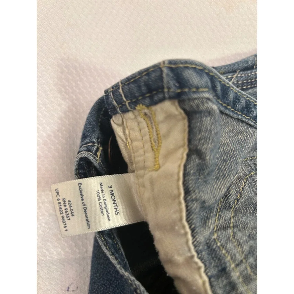OshKosh B'gosh Suspender Jeans 6M Blue Striped Elastic Waist Baby Boys